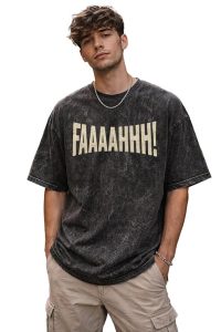 boffi ... 100% Cotton Oversized T-Shirt Unisex Drop Shoulder Dye Washed Street Look Black Pack of 1